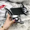 Summer Brand Woman Designer Heels Sandals Luxury Red High Heel Me Dolly Strass Movida Sabina Shoes Degramule Strass Patent Leather Open Toe Mules Slide Slipper