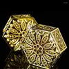 Enveloppe cadeau Hexagon Creative Plastic Candy Box mariage vintage Boîtes au chocolat Treat Favor Faven Hollow Gold Silver