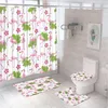 Duschvorhänge rosa Rose Flamingos Vorhang Sets Schmetterling Tropische Blätter Tier Badezimmer Bildschirm Anti-Rutsch Bad Matte Toilettendeckel Deckteppich