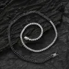 New Design 3mm White and Black Round Zircon Tennis Necklace Black Gold Plated 4 Claw Setting Iced Out CZ Choker for Men Women