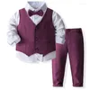 Ensembles de vêtements 1 à 6 ans pour garçons Gentleman Formal Suit Baby Shirts à manches longues Bouton Bouton Bouton Up Up Wiltco Pantal