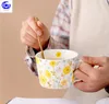 Tazze da 250 ml di tazza di caffè a microonde Valica Ceramica creativa Ceramica Europea Cartoon Flower Pattern Graduation Misura