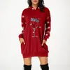 Casual Dresses Christmas Elk Print tröjor Shirts Fashion Carnival Party Female Clothes Sweater Dress Roliga mönster Kvinnors huvtröjor