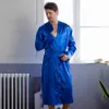 Robe de satin bleu marine chinois avec robe de salle de bain Kimono Robe de soirée Famille Famille décontractée Pajamas S M L XL XXL 20701 240508