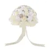 Fiori decorativi da sposa nozze da sposa Crystal Hand con decorazione bianca di fiore falso artificiale