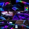 Decoratieve lichten 14 In 1 Auto Acryl Acryl Milieu Lichtstrook 64 RGB Kleur Led Licht Toepassingsbesturingsauto Interieur Accessoires Neon Lichten 18 in 1 T240509