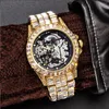 Montre-bracelets Iced Out Watch for Men Full Diamond Autour de mécanicien METTES Squelette Tourbillon Automatique Wristwatch Man Gold Reloj