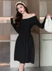 Casual Dresses Fashion Ladies Knitted Short Women Sweet Sweater Chic Sexy Off-Shoulder Slim Bodycon Dress Mujer Vestidos Street Clothes