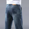 Estate 95% cotone alenta jeans dritti per uomo affari e stiramento casual tessuto morbido pantaloni di denim pantaloni di marca maschio 240430