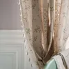 Gordijn Bloemen Amerikaans Boheemse stijl Gordijnen Katoenpolyester met kwastblok Haakhaak Semi doorschijnende woonkamer Home Decoratie