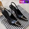 Kadın Tasarımcı Topuklar Elbise Ayakkabı Box Avenue Patent Deri Slingback Pompalar YS Sandalet Siyah Beyaz Lila Leylak Bayanlar Moda Klasik Stiletto Topuk Sandal