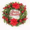 Fleurs décoratives 30/40/50 cm Christmas Couronne rouge Gold Ball Ornements pour porte d'entrée Hanging Roard Merry Noël Party Year Decoration Home