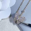 Designer sieraden luxe Vanca Accessories Clover Butterfly White Fritillaria ketting voor vrouwen puur zilveren 18K rosé goud volle diamanten kraag hals