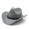 Hat Fedora en laine pour femmes hommes courbés rainure western cowboy chapeau de jazz casquette de mariage de mariage