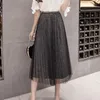 Skirts Women's Tulle Plain Pleated Skirt Fashion Black Midi High Waist Ladies 3 Layers Style Stylish Q102