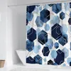 Rideaux de douche Blue Geométric Hexagonal imperméable Tabrics Bathroal Curtain de salle de bain avec crochets 180x200cm d'écran de bain Toilette