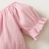 Kledingsets zomer Baby Girl Clothing Pink Top+Bow Print Blue Shorts 2pcs Set Baby Fashion Clothing Setl2405