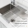 Deposito cucina all'ingrosso in acciaio inossidabile telaio di drenaggio filtro pieghevole piatti di lavaggio