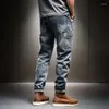 Jeans pour hommes pantalons de cowboy masculin rétro lavés directement pour les hommes plus taille pantalon xs de haute qualité de la jambe large kpop