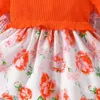 Robes de fille Robe pour enfants 0-18 mois Style d'anniversaire manche courte mignon robes formelles de princesse florale orange mignon ootd pour le nouveau-né girll2405