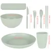 40 stks servies set tarwe stropy eco -vriendelijke bpa gratis biologisch afbreekbaar onbreekbaar bord voor bbq bruiloft camping 240508