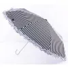  Yaratıcı Seyahat Katlanır Dantel Tutar Kavisli UV Güneşli ve Yağmurlu Şemsiye Siyah Beyaz Şerit Ruj Baskı Şemsiyesi Hediye 0119 S
