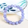 JD Natural Aquamarine Bead Bracelets 여성 패션 Purple Chalcedony Round Stone 우아한 치유 가닥 뱅글 팔찌 선물 240423