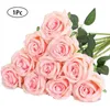 Kwiaty dekoracyjne 1PC Symulacja DIY Flower Western Wedding Decor Big Bouquet sztuczne jedwabki różowe Rogu 10 głowy