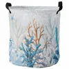 Tvättpåsar Summer Marine Coral Gradient Blue Foldbar Dirty Basket Kid's Toy Organizer Waterproof Storage Caskets