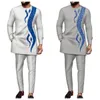 Kaftan Mens Imprimé Top Tier Mens Vêtements Africain ethnique Tissu traditionnel 2pcs Robe de mariée pour hommes à la mode 240511