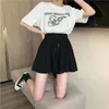 Mexzt 5xl zomershorts rok elastische hoge taille casual brede been Koreaan een lijn losse mini zwart korte broek 240508