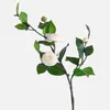 装飾的な花58cm人工3ヘッド小さなお茶ローズホームデコレーションポグラルプロップのための花柄のシルクの花