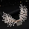 Clips de cheveux Crystal Rhinestone Pobun Band Tiara for Women Bride Party Bridal Bandband Accessoires de mariage Cadeau de bijoux