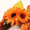 Dekorative Blumen künstlicher Sonnenblumen Swag für Vordertür Wand Hanging Wrader Home Bogen Hochzeit Thanksgiving Dekoration