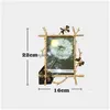 Paintings 6 7 10Inch Nordic Vintage Metal Butterfly P Family Portrait Nightstand Desktop Square Golden Picture Frames Home Decor Drop Dhvsy