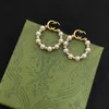 Women's Designer Earrings Fashion Luxury Double Flower All Beige Agate Clover Earrings Brand Luxury Earrings Jewelry