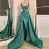 Abendkleider 2022 Robe de soirée musulmane verte sirène chérie cristal satin slit arabe dubaï robes de bal formelles sexy longues 298u