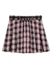 GIBSIE Plus Size Pleated Mini Skirts Women Autumn Korean Preppy Style Vintage Plaid Print High Waist Y2k Short Skirts 240513