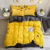 Bedding Sets 2024 Magic Velvet Fleece Set 4pcs/set Stripe Duvet Cover Flat Sheet Pillowcase AB Side Flannel Winter Warm Bed Linen