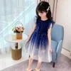 Vestidos de roupas vestido para crianças de 3 a 10 anos de aniversário de verão sem mangas de moda estrela céu Tulle Princess Formal Dresses ootd para baby girll2405