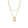 Hänge halsband enkla design fyrkantiga hänge halsband tren smycken populär stil dubbel lager högkvalitativ kedja halsband J240513