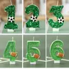 5st Candles Football Childrens Födelsedagsljus 0-9 Nummer Gröna gnistrar Födelsedag Soccer Rugby Candle For Boy Party Cake Topper Decoration