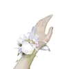 Dekorativa blommor 2st brudtärna corsages handgjorda återanvändbara dekoration blommor handled corsage boutonniere set bröllopsmaterial