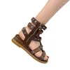 Chaussures décontractées Fashion Summer For Femme 2024 Roman Open Toe Rivet Flat Sandales pour femmes Outdoor Totem Zipper Ladies Sandlas