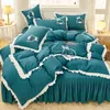 Ensembles de literie Broderie coréenne 4pcs Set Sea Green Ahelbase Kit Couper Couper Détage épaississant d'automne chaud chaud