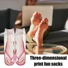 Frauen Socken 3D -Muster Maniküre Druckschuhe Flop Funly Running Men Middle Cut Knöchel Socke