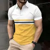 Summer mens polo shirt plain weave business casual simple lapel button up shirt oversized short sleeved set fashionable top 240511