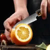 Couteau d'office 3,5 "Petit couteau de cuisine Couteau de pelage avec rasoir lame aiguë Damas Couteau en acier inoxydable Poignée en bois octogonal
