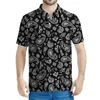 Polos de polos masculino preto branco Paisley 3D Camisa polo impressa masculino Bohemian Floral Mangas curtas Summer Lapeel Tees Button Camisetas