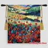 Tapestries Beautiful Red Poppies Jacquard Weave Tapestry Wall Hanging Gobelin Home Art Textile Decoration Aubusson Cotton Size 70x80cm